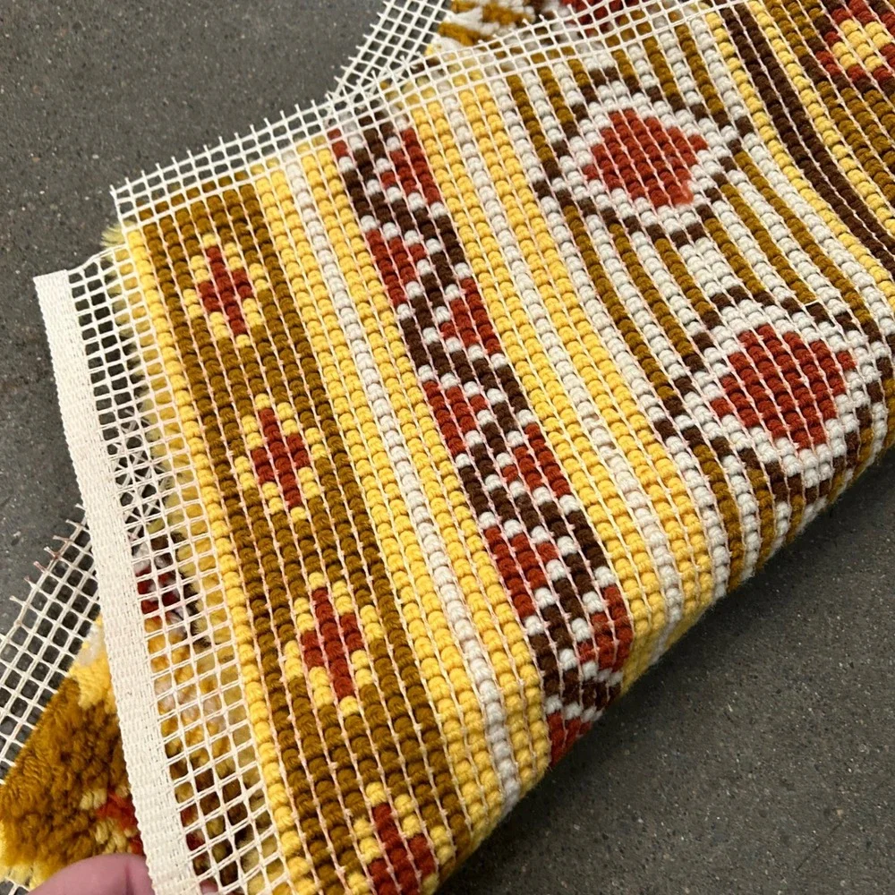 Vintage Yarn Art Tapestry Rug Western South West Stripes Bath Rug